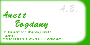 anett bogdany business card